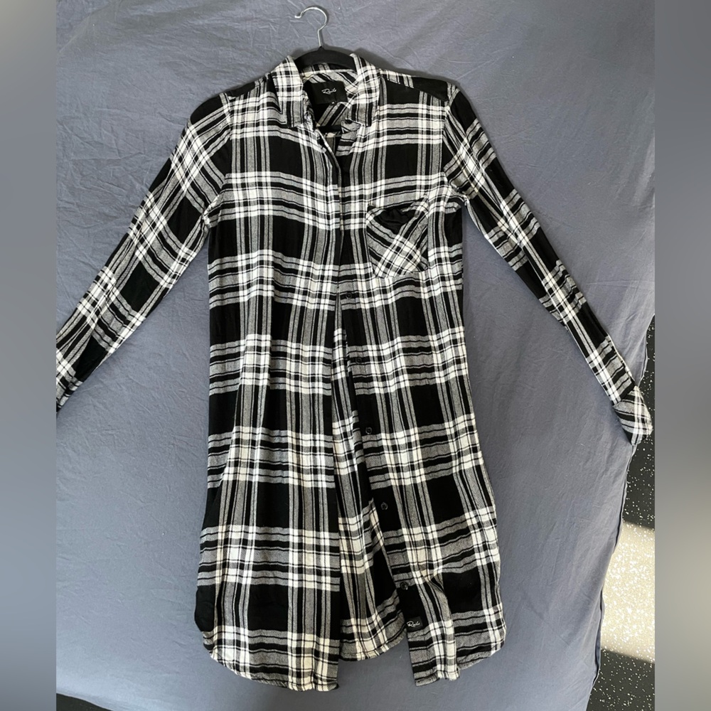 Rails Black and White Plaid Button-Up Shirt